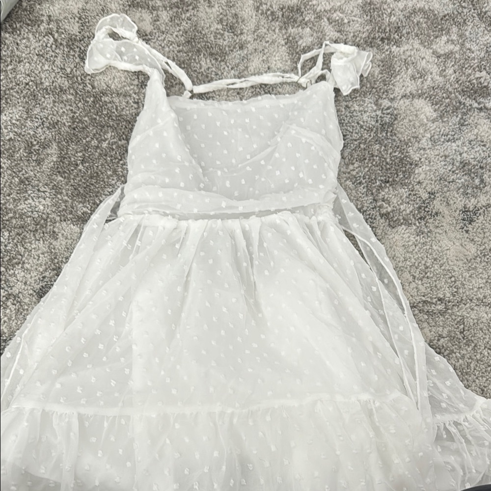 White Sheer Polka Dot Dress